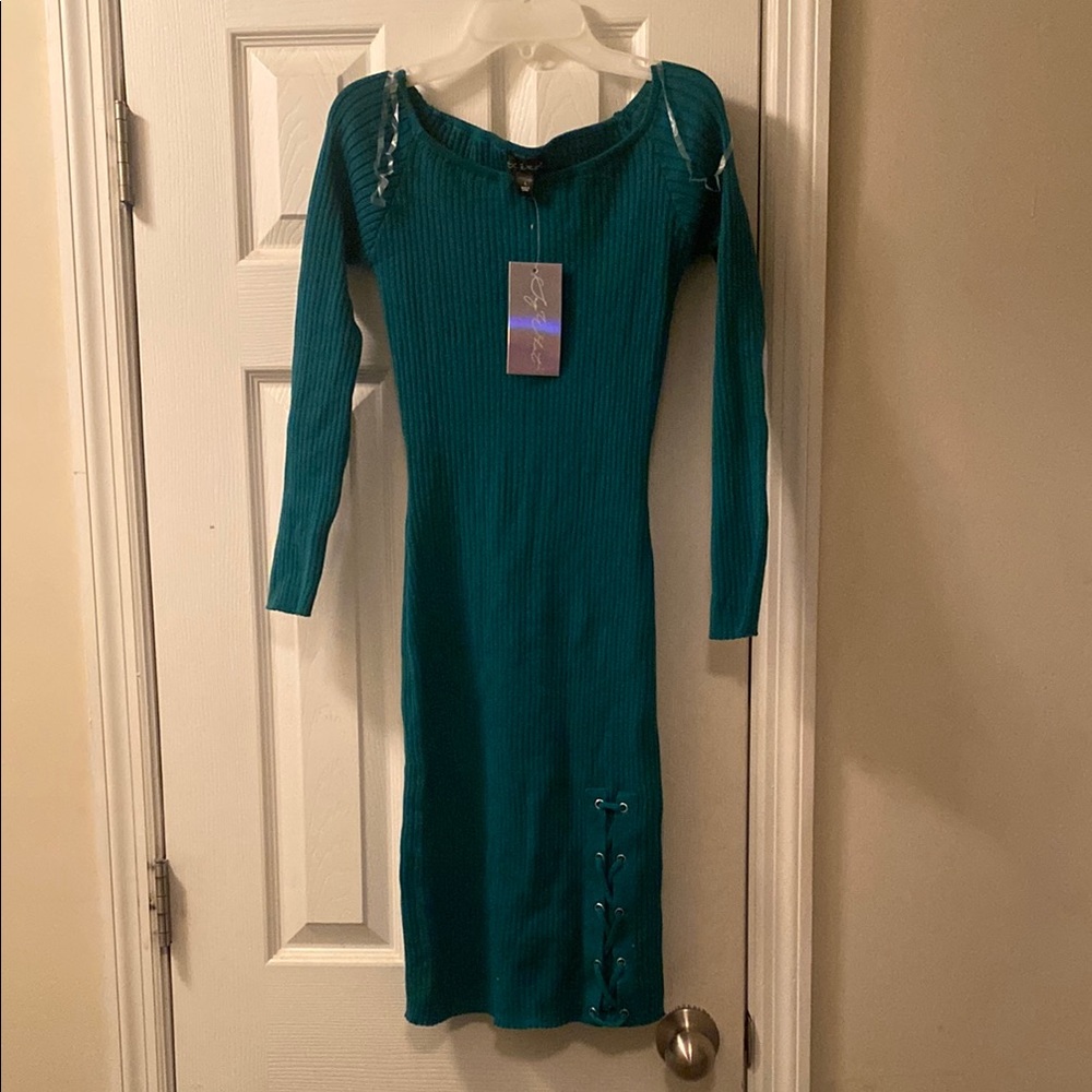 Teal Long Sleeve Dress